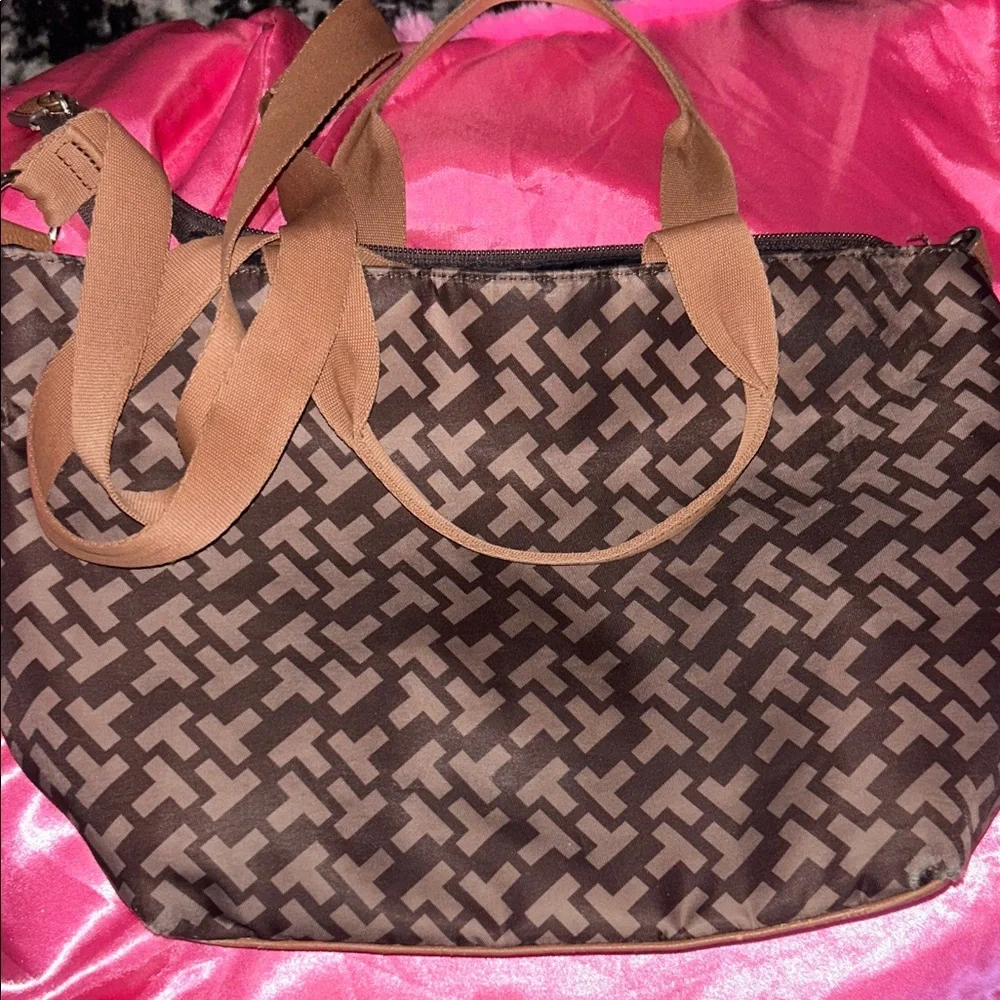 Tommy Hilfiger Black & Brown Signature Pattern Tote